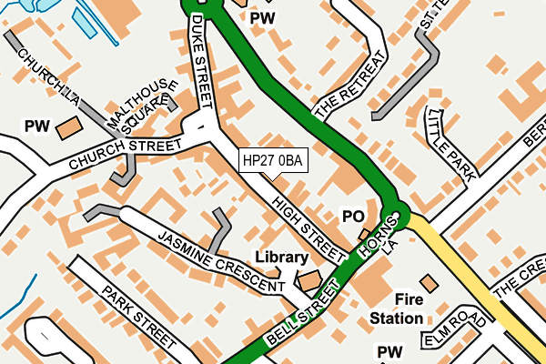 HP27 0BA map - OS OpenMap – Local (Ordnance Survey) HP27 0BA map - OS OpenMap – Local (Ordnance Survey)