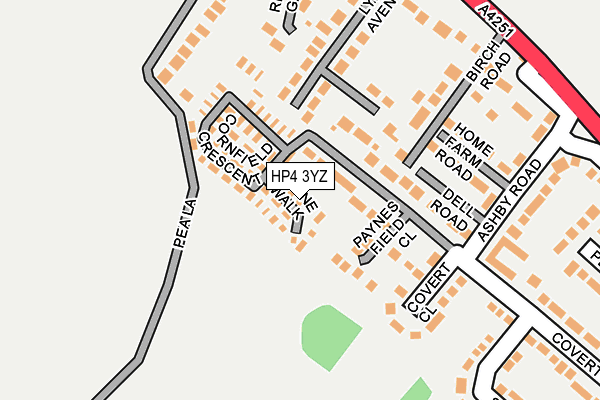 HP4 3YZ map - OS OpenMap – Local (Ordnance Survey) HP4 3YZ map - OS OpenMap – Local (Ordnance Survey)