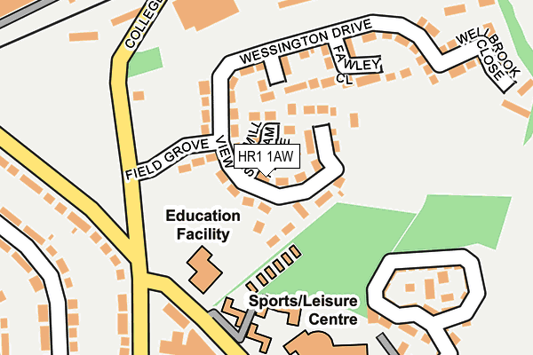 HR1 1AW map - OS OpenMap – Local (Ordnance Survey) HR1 1AW map - OS OpenMap – Local (Ordnance Survey)