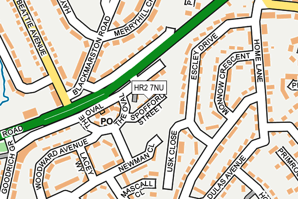 HR2 7NU map - OS OpenMap – Local (Ordnance Survey) HR2 7NU map - OS OpenMap – Local (Ordnance Survey)