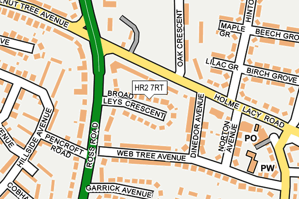HR2 7RT map - OS OpenMap – Local (Ordnance Survey)
