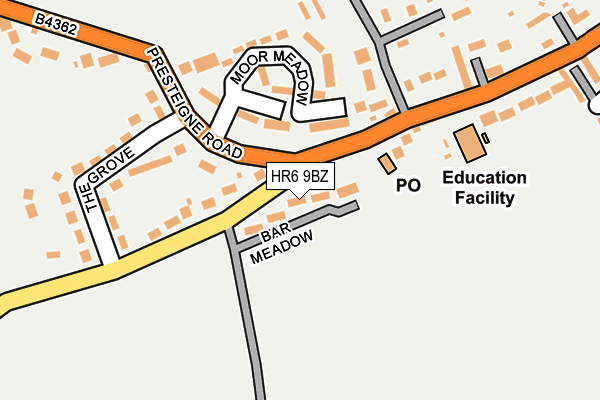 HR6 9BZ map - OS OpenMap – Local (Ordnance Survey)