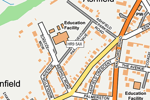 HR9 5AX map - OS OpenMap – Local (Ordnance Survey) HR9 5AX map - OS OpenMap – Local (Ordnance Survey)