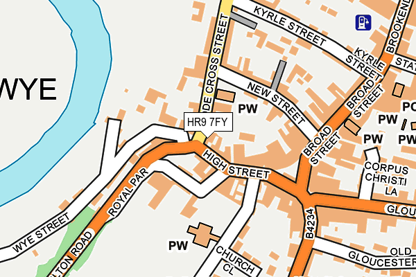 HR9 7FY map - OS OpenMap – Local (Ordnance Survey) HR9 7FY map - OS OpenMap – Local (Ordnance Survey)