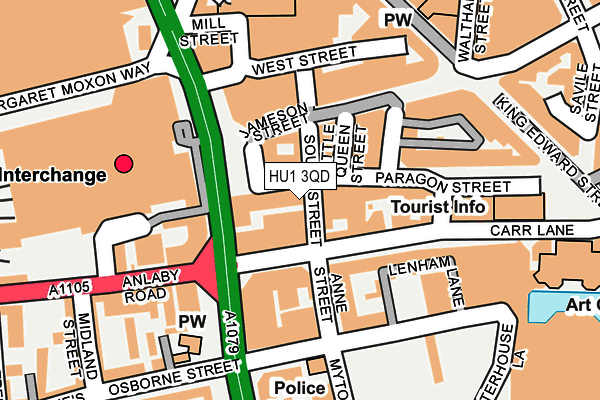 HU1 3QD map - OS OpenMap – Local (Ordnance Survey)