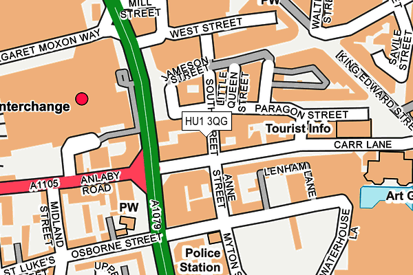 HU1 3QG map - OS OpenMap – Local (Ordnance Survey)