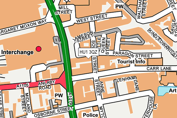 HU1 3QZ map - OS OpenMap – Local (Ordnance Survey)