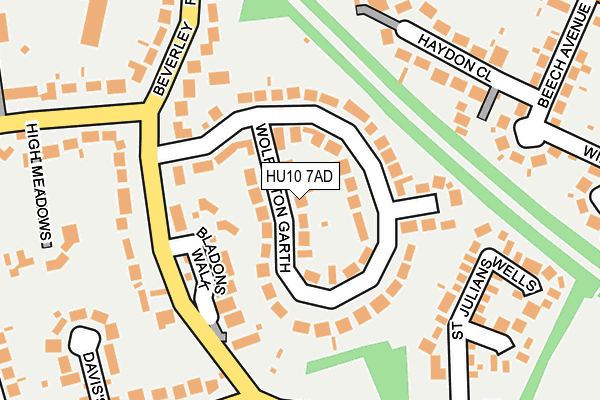 HU10 7AD map - OS OpenMap – Local (Ordnance Survey) HU10 7AD map - OS OpenMap – Local (Ordnance Survey)