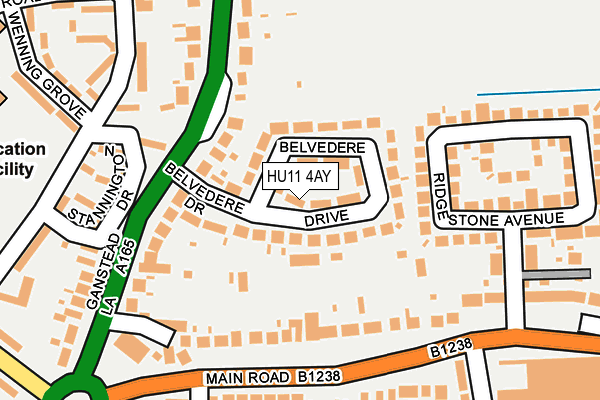 HU11 4AY map - OS OpenMap – Local (Ordnance Survey) HU11 4AY map - OS OpenMap – Local (Ordnance Survey)