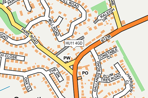 HU11 4GD map - OS OpenMap – Local (Ordnance Survey) HU11 4GD map - OS OpenMap – Local (Ordnance Survey)