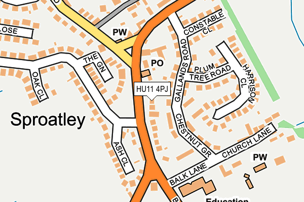 HU11 4PJ map - OS OpenMap – Local (Ordnance Survey)
