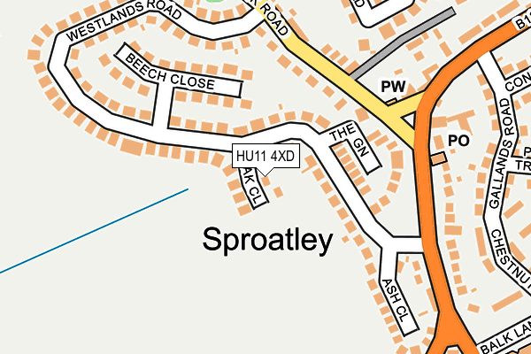 HU11 4XD map - OS OpenMap – Local (Ordnance Survey)