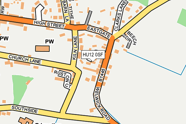 HU12 0SF map - OS OpenMap – Local (Ordnance Survey) HU12 0SF map - OS OpenMap – Local (Ordnance Survey)