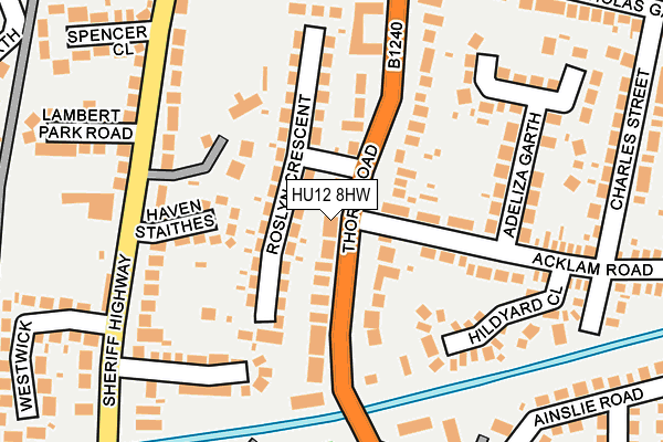 HU12 8HW map - OS OpenMap – Local (Ordnance Survey)