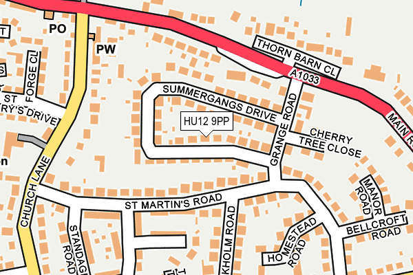 HU12 9PP map - OS OpenMap – Local (Ordnance Survey) HU12 9PP map - OS OpenMap – Local (Ordnance Survey)