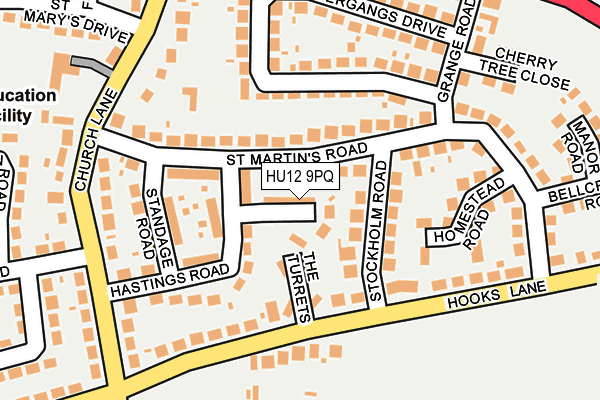 HU12 9PQ map - OS OpenMap – Local (Ordnance Survey)
