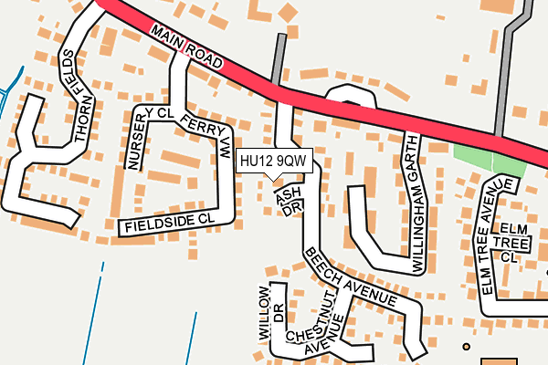HU12 9QW map - OS OpenMap – Local (Ordnance Survey)