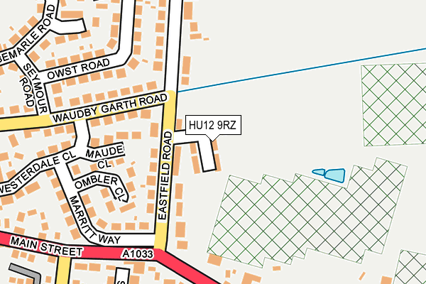 HU12 9RZ map - OS OpenMap – Local (Ordnance Survey) HU12 9RZ map - OS OpenMap – Local (Ordnance Survey)