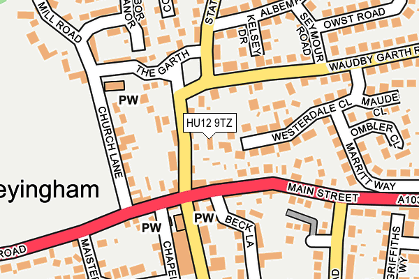 HU12 9TZ map - OS OpenMap – Local (Ordnance Survey) HU12 9TZ map - OS OpenMap – Local (Ordnance Survey)