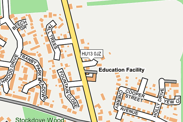 HU13 0JZ map - OS OpenMap – Local (Ordnance Survey)