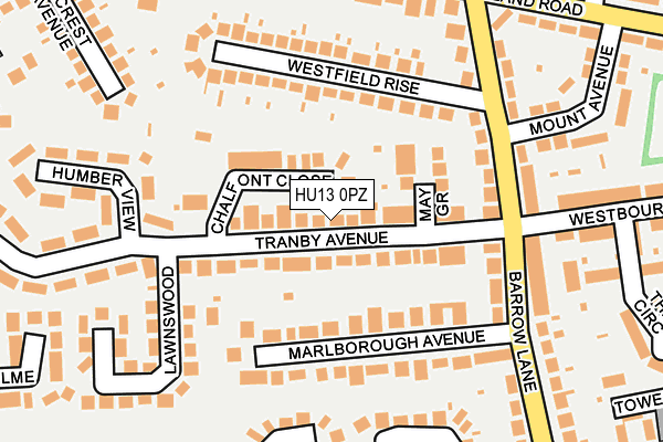 HU13 0PZ map - OS OpenMap – Local (Ordnance Survey)