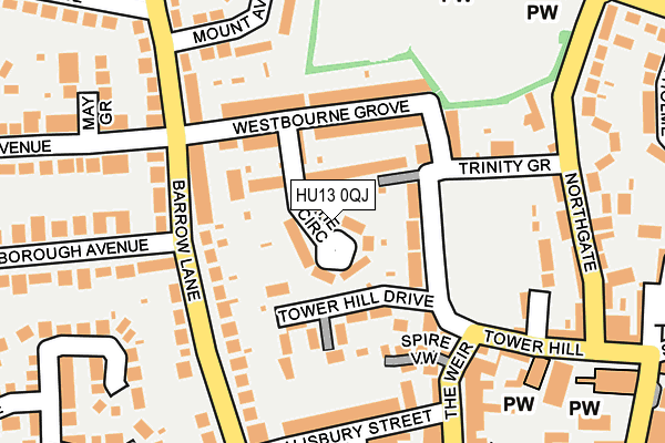 HU13 0QJ map - OS OpenMap – Local (Ordnance Survey)