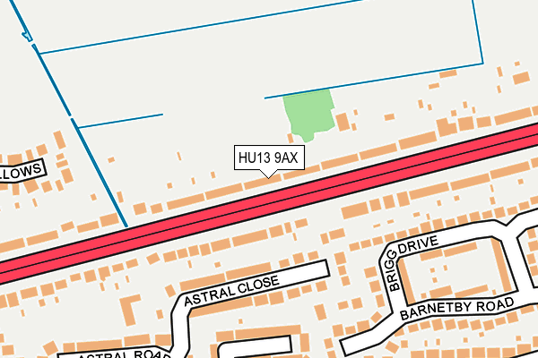 HU13 9AX map - OS OpenMap – Local (Ordnance Survey) HU13 9AX map - OS OpenMap – Local (Ordnance Survey)