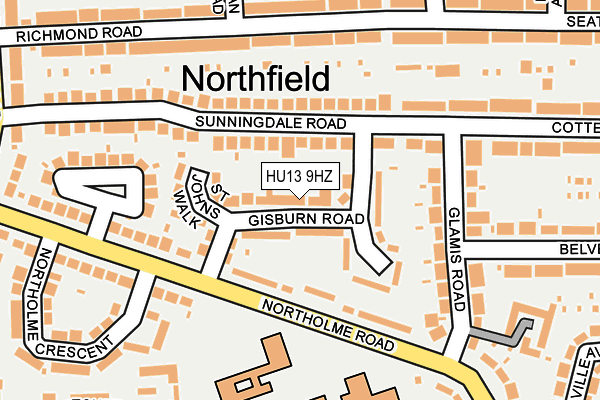 HU13 9HZ map - OS OpenMap – Local (Ordnance Survey)