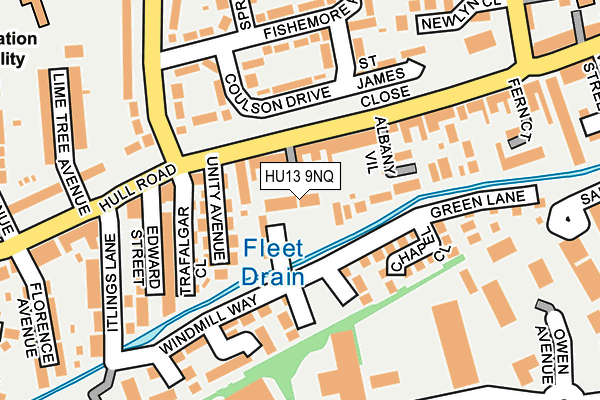 HU13 9NQ map - OS OpenMap – Local (Ordnance Survey) HU13 9NQ map - OS OpenMap – Local (Ordnance Survey)