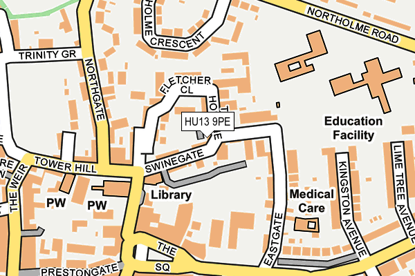 HU13 9PE map - OS OpenMap – Local (Ordnance Survey) HU13 9PE map - OS OpenMap – Local (Ordnance Survey)