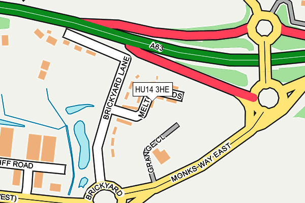 HU14 3HE map - OS OpenMap – Local (Ordnance Survey)