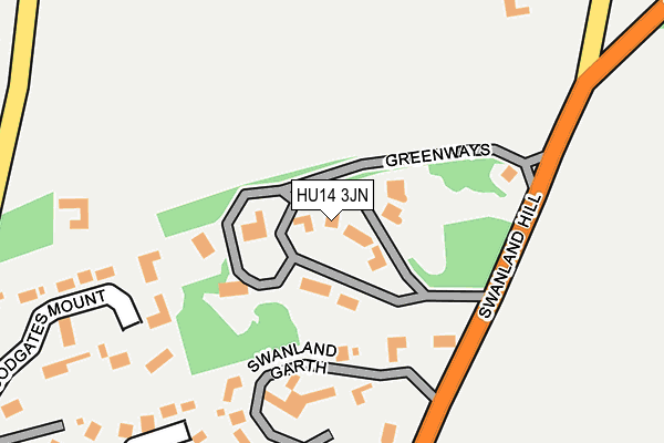 HU14 3JN map - OS OpenMap – Local (Ordnance Survey)