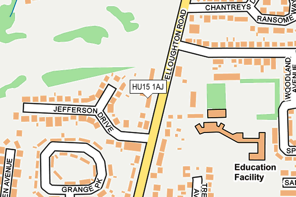 HU15 1AJ map - OS OpenMap – Local (Ordnance Survey) HU15 1AJ map - OS OpenMap – Local (Ordnance Survey)
