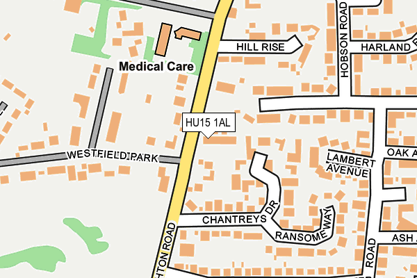 HU15 1AL map - OS OpenMap – Local (Ordnance Survey) HU15 1AL map - OS OpenMap – Local (Ordnance Survey)