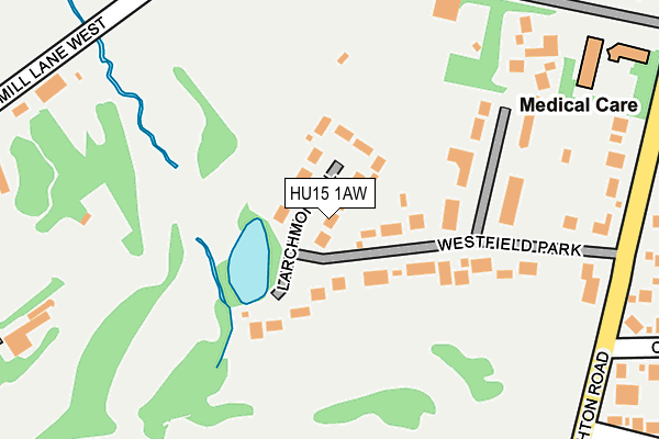 HU15 1AW map - OS OpenMap – Local (Ordnance Survey) HU15 1AW map - OS OpenMap – Local (Ordnance Survey)
