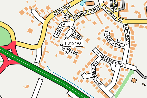 HU15 1AX map - OS OpenMap – Local (Ordnance Survey) HU15 1AX map - OS OpenMap – Local (Ordnance Survey)
