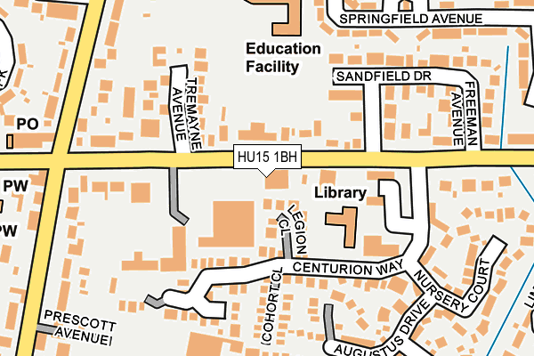 HU15 1BH map - OS OpenMap – Local (Ordnance Survey)