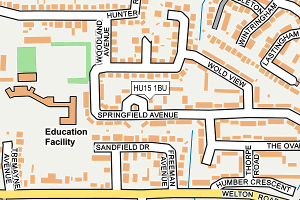 HU15 1BU map - OS OpenMap – Local (Ordnance Survey)