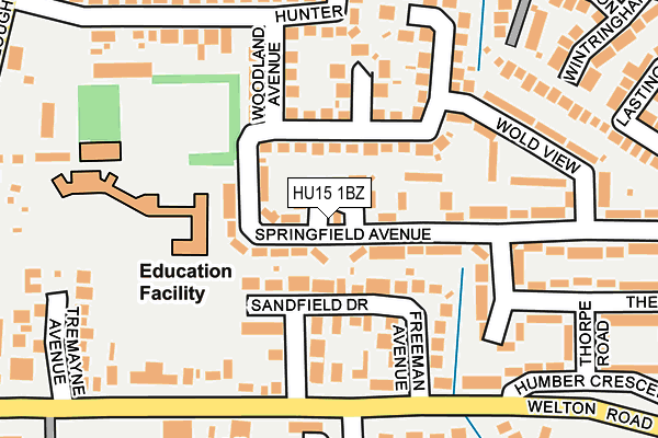 HU15 1BZ map - OS OpenMap – Local (Ordnance Survey) HU15 1BZ map - OS OpenMap – Local (Ordnance Survey)