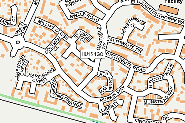 HU15 1GQ map - OS OpenMap – Local (Ordnance Survey)
