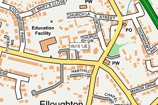 HU15 1JE map - OS OpenMap – Local (Ordnance Survey) HU15 1JE map - OS OpenMap – Local (Ordnance Survey)
