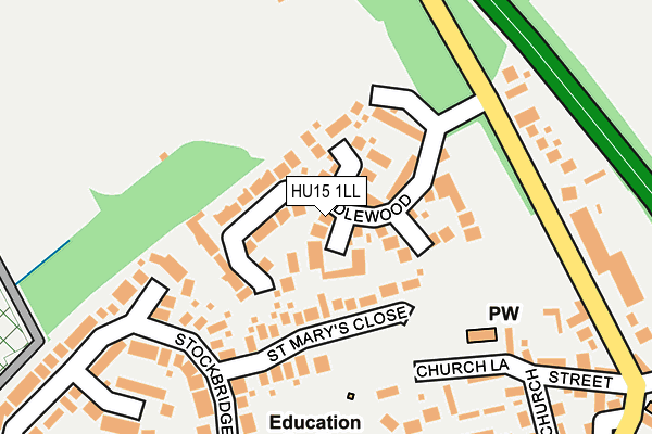HU15 1LL map - OS OpenMap – Local (Ordnance Survey) HU15 1LL map - OS OpenMap – Local (Ordnance Survey)