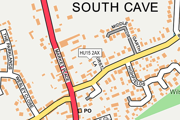HU15 2AX map - OS OpenMap – Local (Ordnance Survey) HU15 2AX map - OS OpenMap – Local (Ordnance Survey)