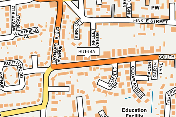 HU16 4AT map - OS OpenMap – Local (Ordnance Survey)
