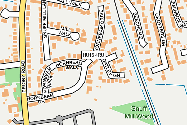 HU16 4RU map - OS OpenMap – Local (Ordnance Survey)