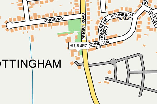 HU16 4RZ map - OS OpenMap – Local (Ordnance Survey)