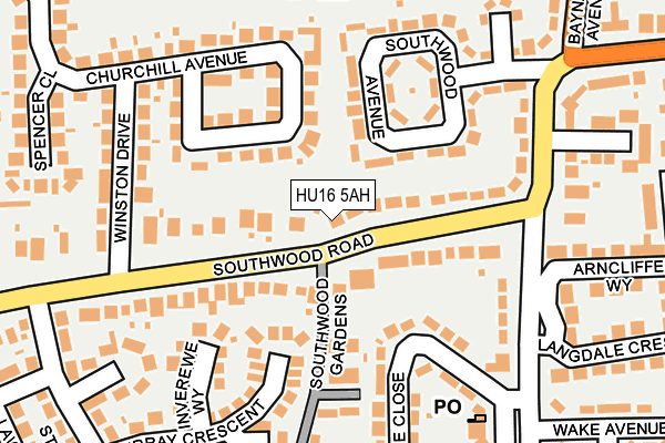 HU16 5AH map - OS OpenMap – Local (Ordnance Survey)