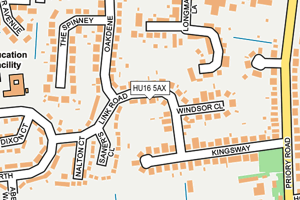 HU16 5AX map - OS OpenMap – Local (Ordnance Survey)
