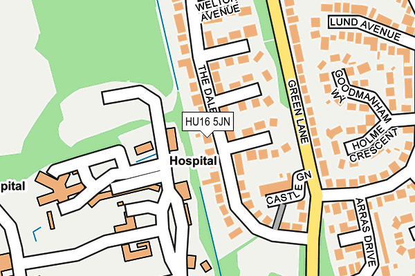 HU16 5JN map - OS OpenMap – Local (Ordnance Survey)