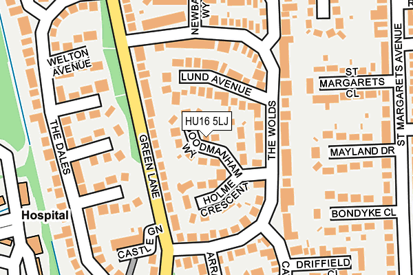 HU16 5LJ map - OS OpenMap – Local (Ordnance Survey)